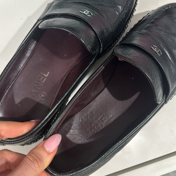 CHANEL Black Leather Loafers - Picture 6 of 7